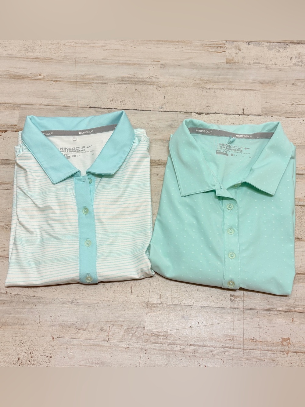Lot Of 2 Nike Golf Tour Performance Women’s Polo Shirts Size XL Green Striped